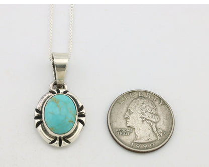 Navajo Necklace 925 Silver Arizona Turquoise Handmade Signed Gecko C.90's