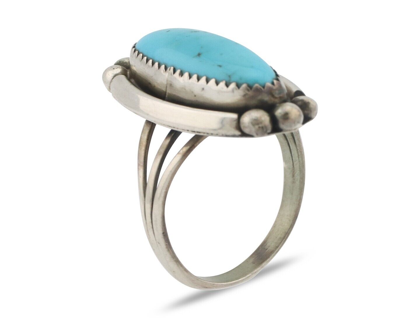 Navajo Ring .925 Silver Sleeping Beauty Turquoise Signed SkyStone Creations C80s