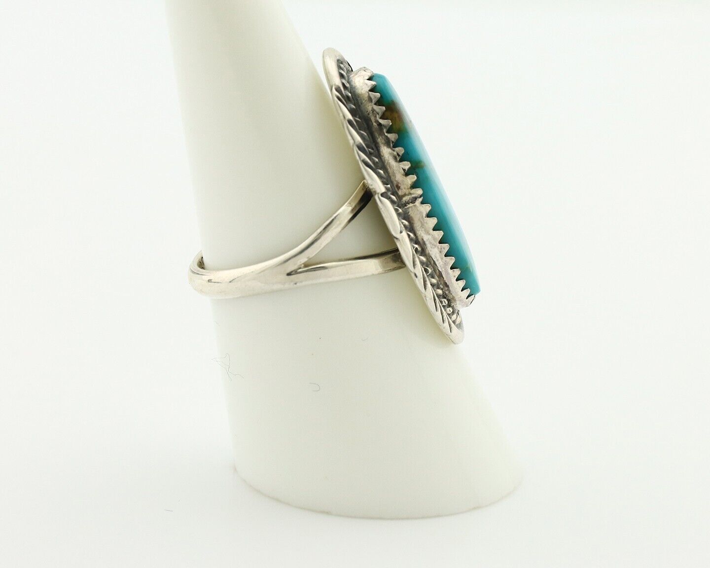 Navajo Ring 925 Silver Natural Turquoise Native Artist Signed USA C.80's