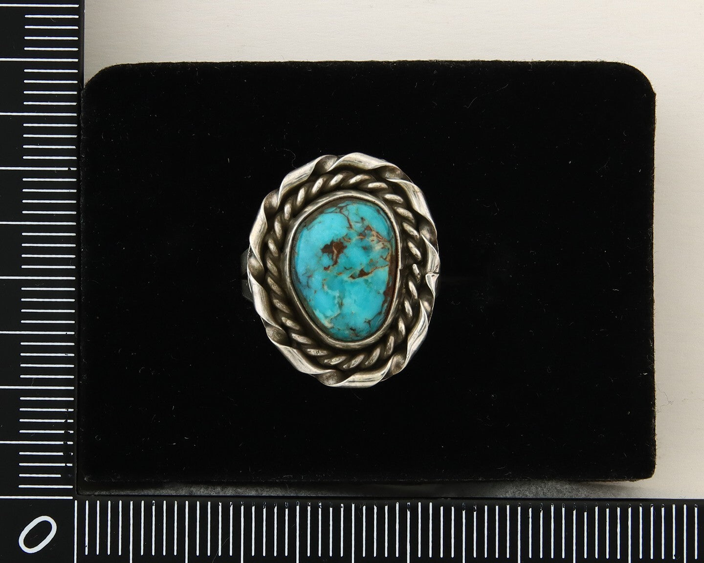 Navajo Ring 925 Sterling Natural Mined Arizona Turquoise C.80's Size 5.75