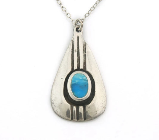 Navajo Necklace Sterling Silver Natural Blue Turquoise Vintage Handmade
