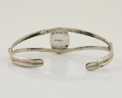 Navajo Hand Stamped Cuff Bracelet Turquoise 925 Silver Native American Artist