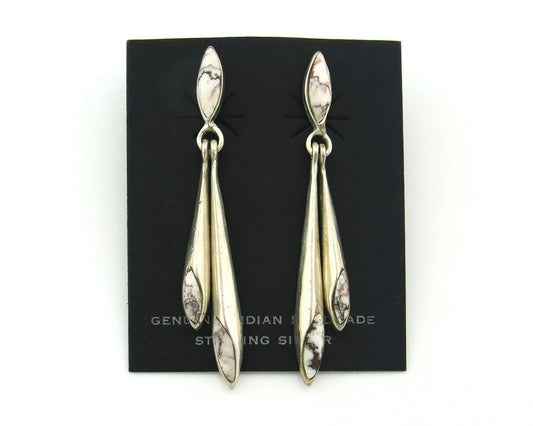 Navajo Dangle Earrings Sterling Silver Buffalo Turquoise Vintage Handmade