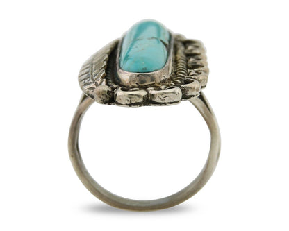 Navajo Ring .925 Sterling Blue Turquoise Artist Signed R Yazzie C.80's