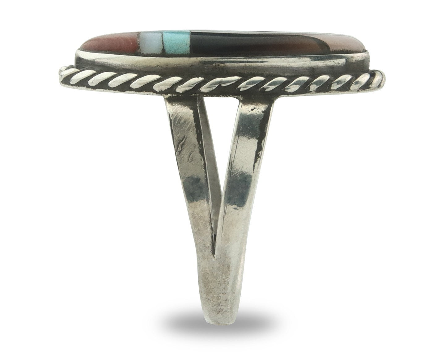 Vintage Zuni Ring 925 Sterling Silver Natural Gemstone Size 6.25
