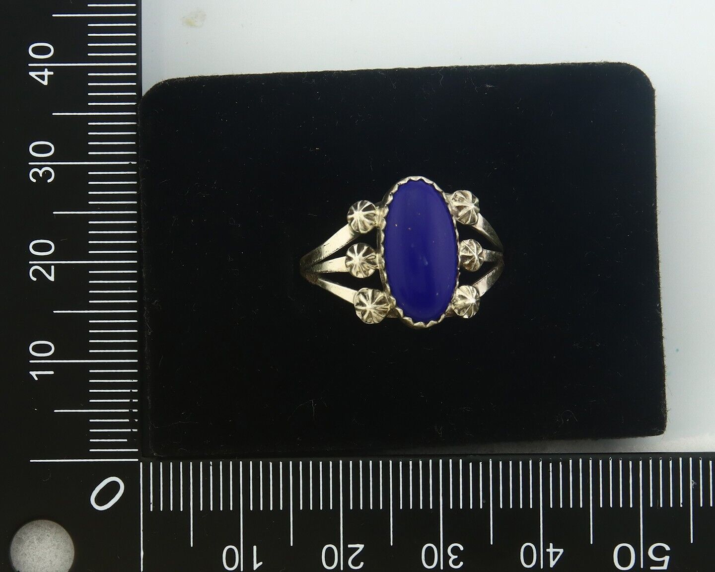 Navajo Ring 925 Sterling Natural Lapis Handmade Native Artist C.80's