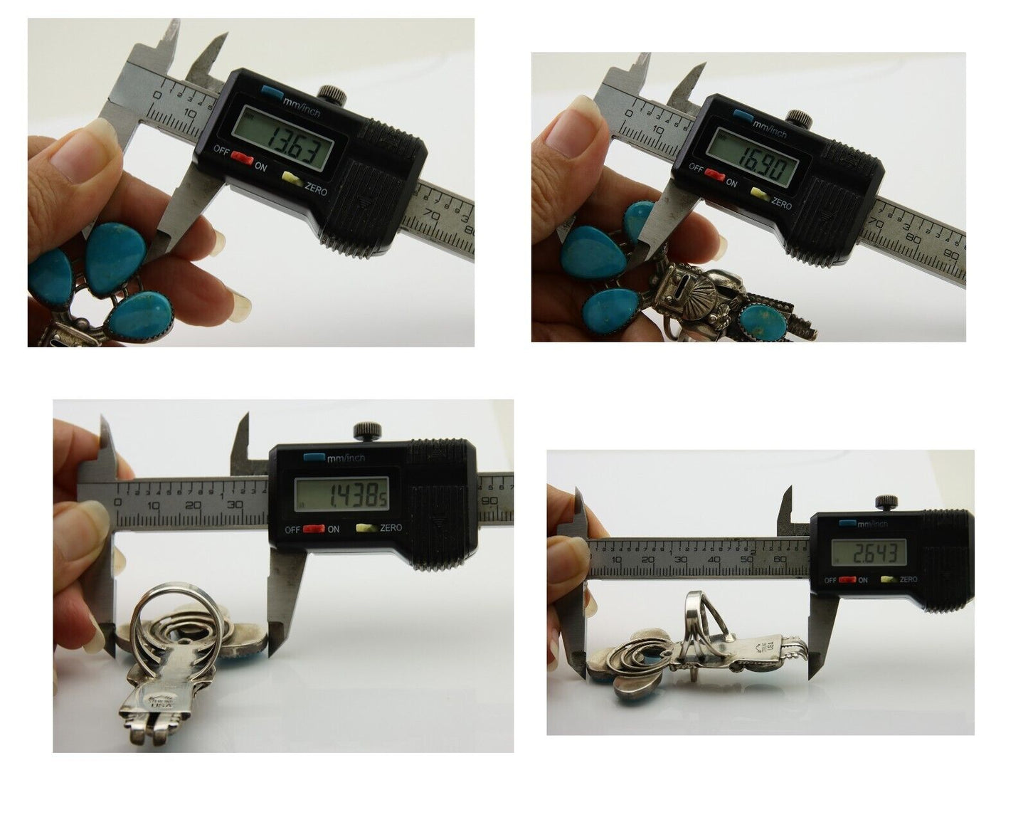 Navajo Kachina Ring 925 Silver Blue Gem Turquoise Signed Broken Arrow C.80's