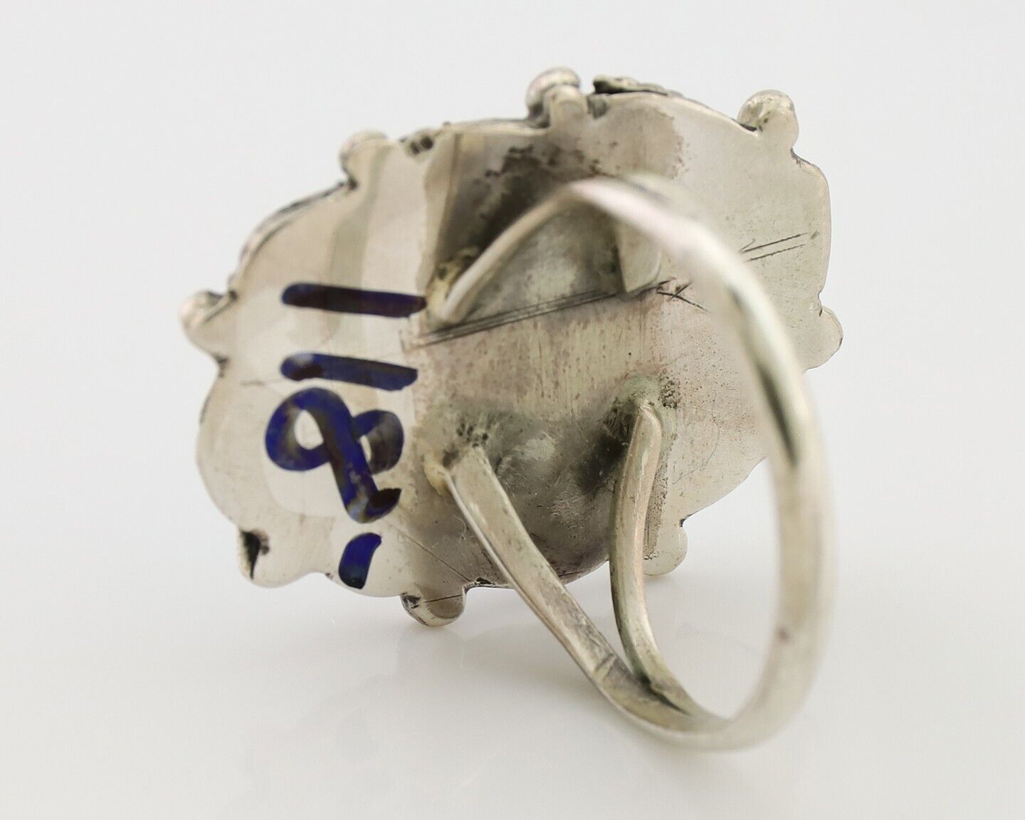 Navajo Handmade Ring 925 Silver Blue Turquoise Native American Artist C.80's