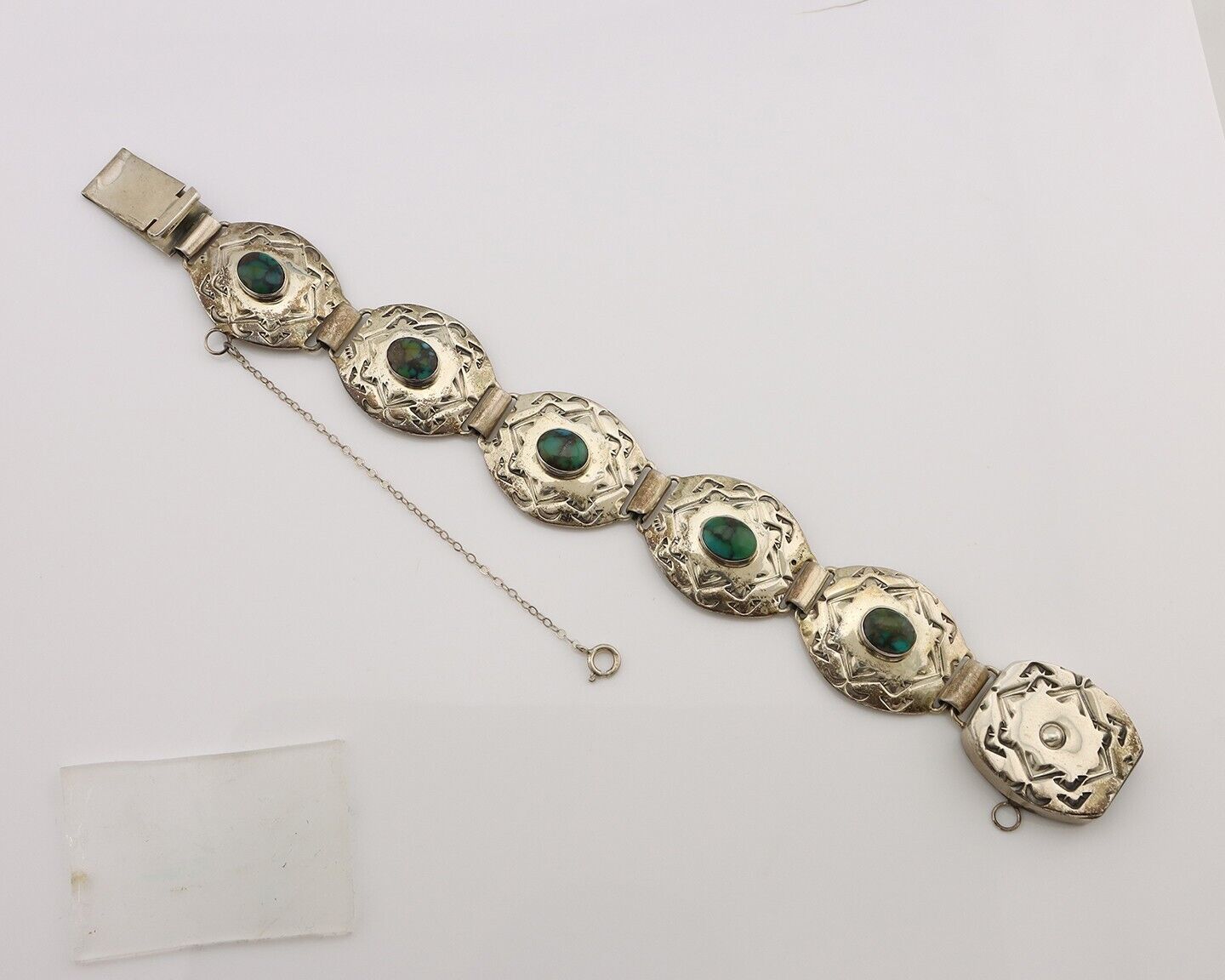 Navajo Concho Bracelet 925 Silver Turquoise Artist Signed Gilbert Tom C.80's