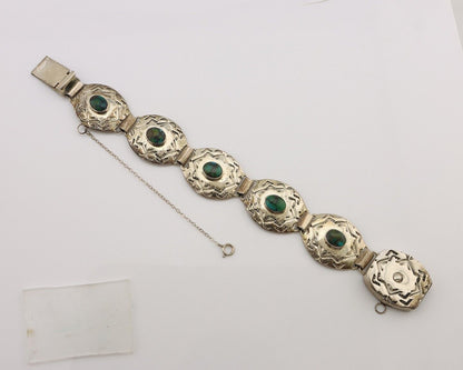 Navajo Concho Bracelet 925 Silver Turquoise Artist Signed Gilbert Tom C.80's