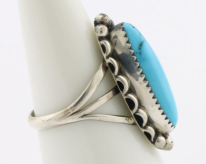Navajo Ring .925 Silver Sleeping Beauty Turquoise Signed SkyStone Creations C80s