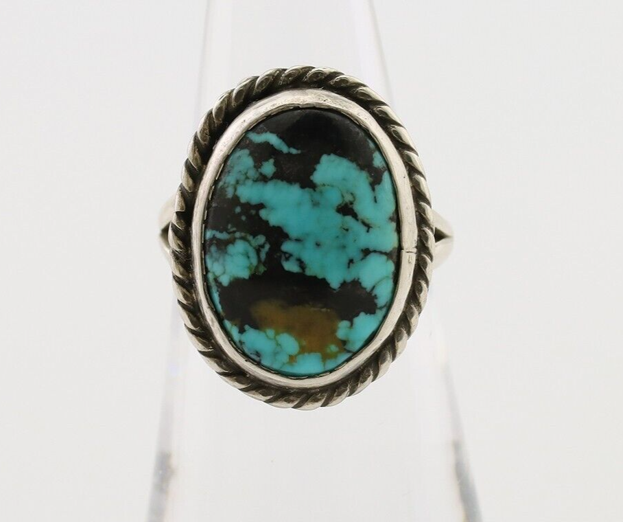 Navajo Ring 925 Silver Natural Blue Turquoise Native American Artist C.80's