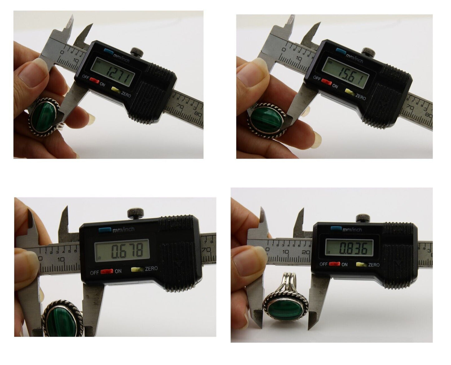 Navajo Ring 925 Silver Natural Malachite Native American Artist C.80's