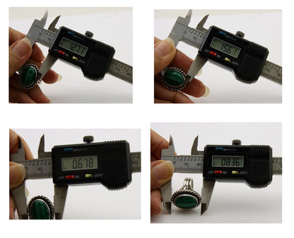 Navajo Ring 925 Silver Natural Malachite Native American Artist C.80's