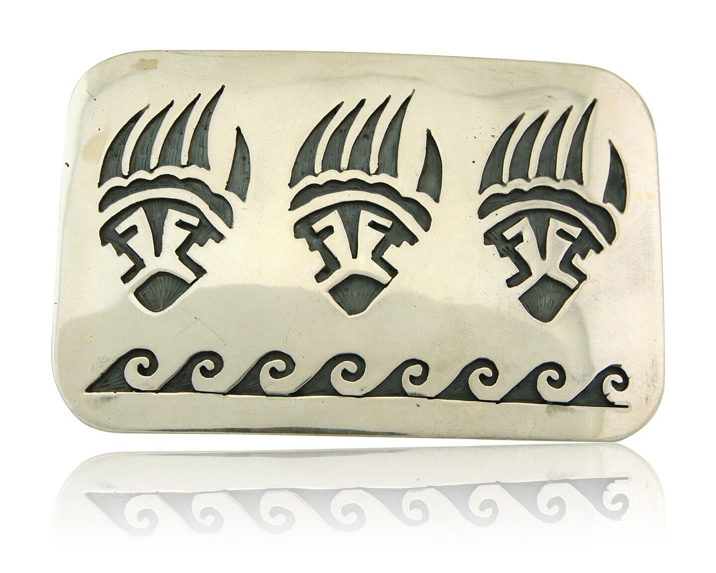 Navajo Belt Buckle 925 Sterling Silver Claw Artist Signed SC 2x3 in C.80's