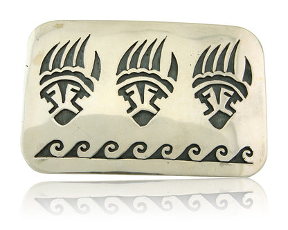 Navajo Belt Buckle 925 Sterling Silver Claw Artist Signed SC 2x3 in C.80's