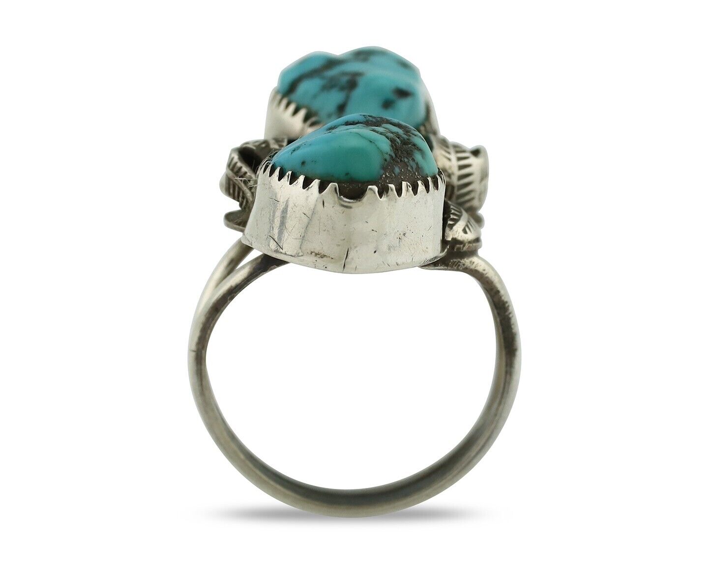 Navajo Ring 925 Silver Sleeping Beauty Nugget Turquoise Signed J Johnson C.80's
