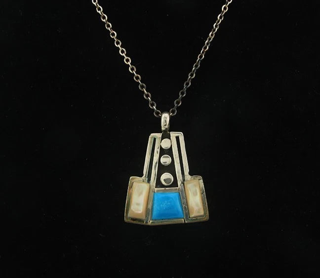 Navajo Necklace Sterling Silver Natural Blue Turquoise Vintage