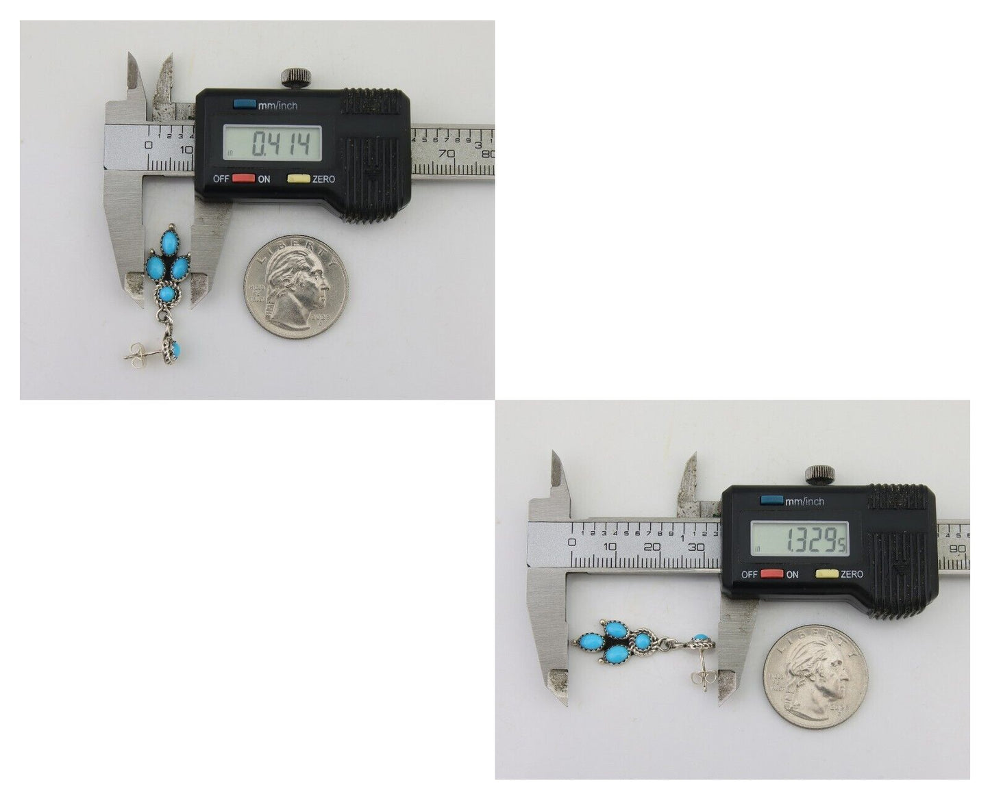 Navajo Paw Earrings 925 Silver Blue Turquoise Native American Artist C.80's