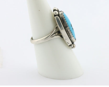 Navajo Ring .925 Silver Sleeping Beauty Turquoise Signed SkyStone Creations C80s