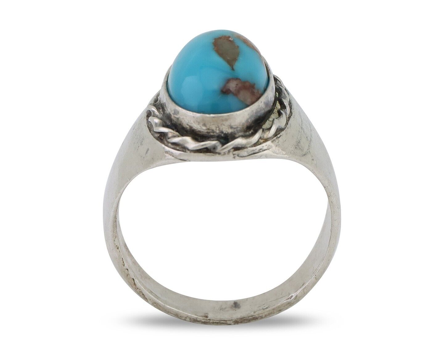 Navajo Ring 925 Silver Natural Blue Turquoise Native American Artist C.80's