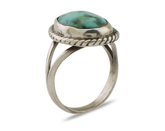 Navajo Ring 925 Silver Natural Blue Turquoise Native American Artist C.80's