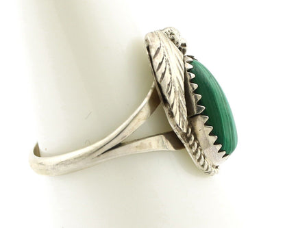 Navajo Ring 925 Silver Natural Mined Malachite Artist Signed Justin Morris C.80s