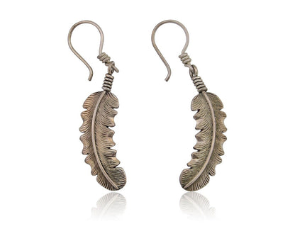 Navajo Eagle Feather Dangle Earrings 925 Silver Artist Signed D Lerma C.80's
