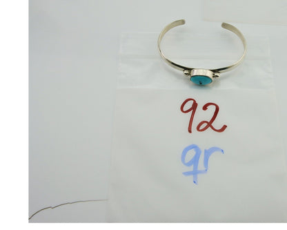 Navajo Cuff Bracelet Blue Turquoise 925 Silver Native American Artist C.80's