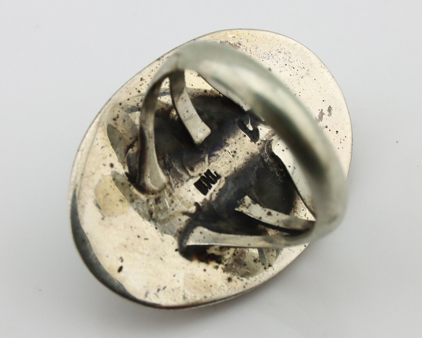 Navajo Ring 925 Silver Natural Blue Turquoise Signed M Montoya C.80's