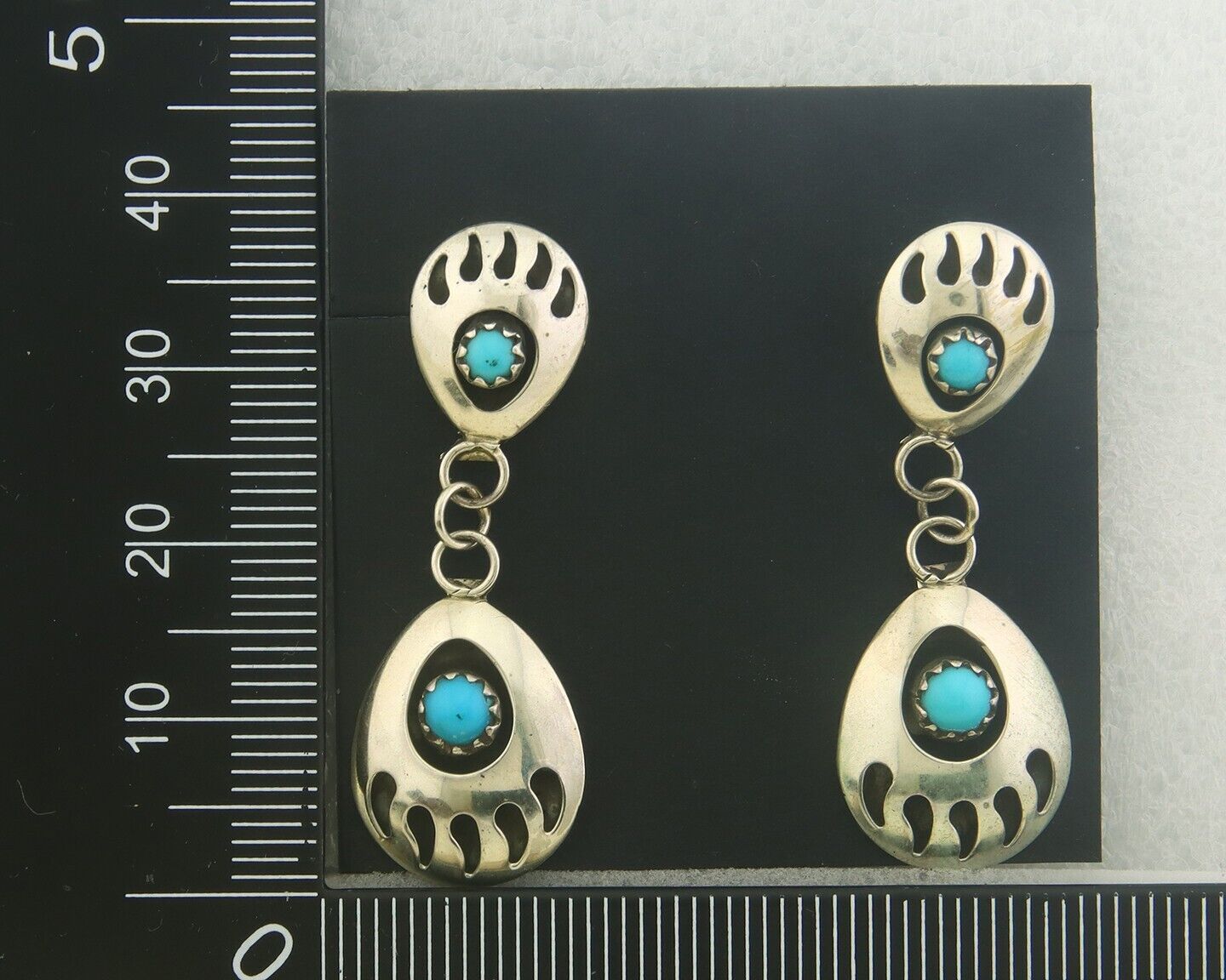 Navajo Earrings 925 Silver Natural Turquoise Native American Artist C80s