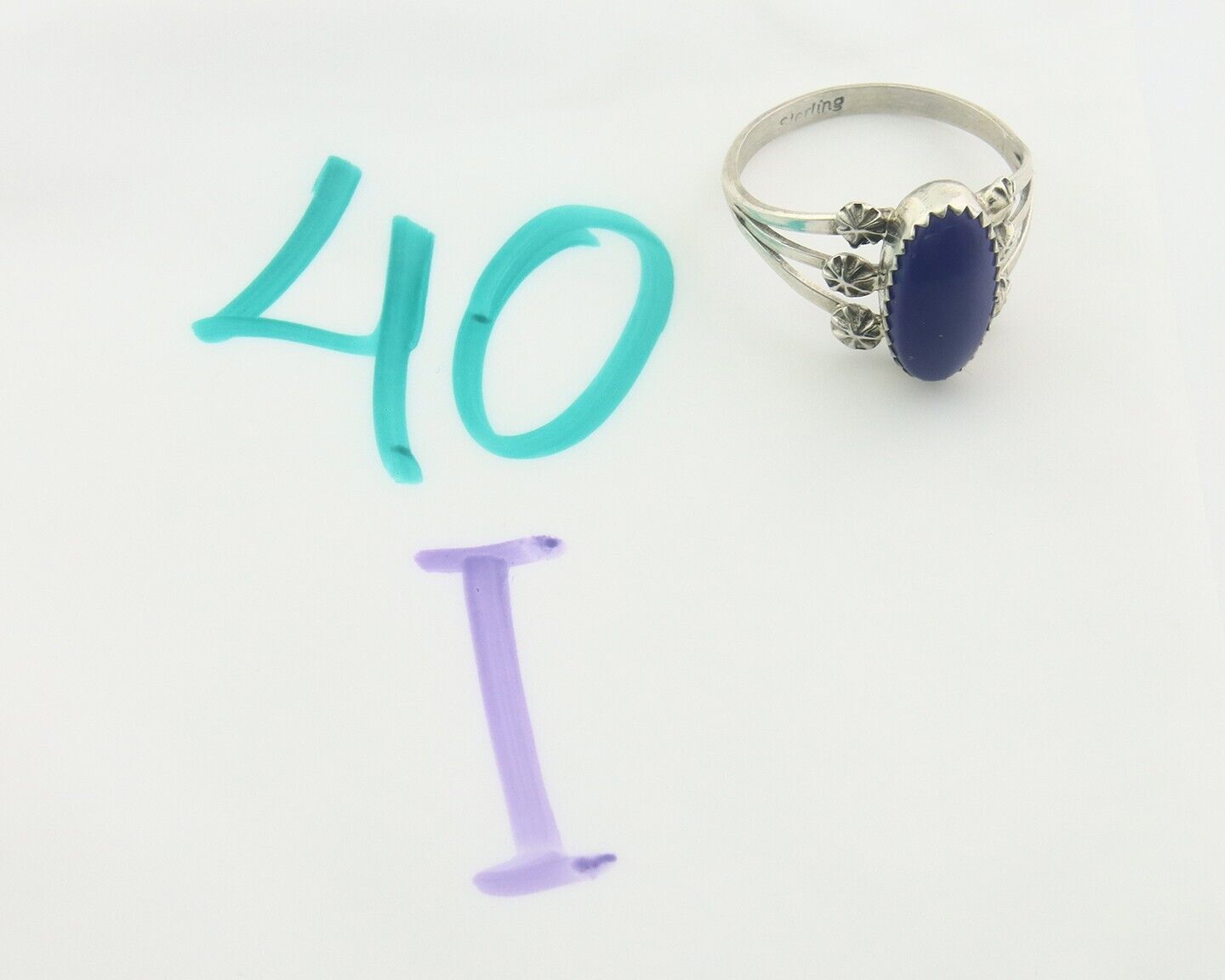 Navajo Ring 925 Sterling Natural Lapis Handmade Native Artist C.80's