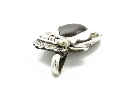 Navajo Josephine Rojas Natural Mined Fire Agate .925 Silver Handmade Pendant