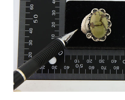 Navajo Ring 925 Sterling Silver Green Turquoise Native American Artist C.80s