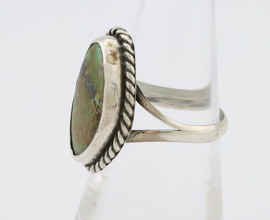 Navajo Ring 925 Silver Kingman Turquoise Artist Signed Rabbit Sticks C.80's