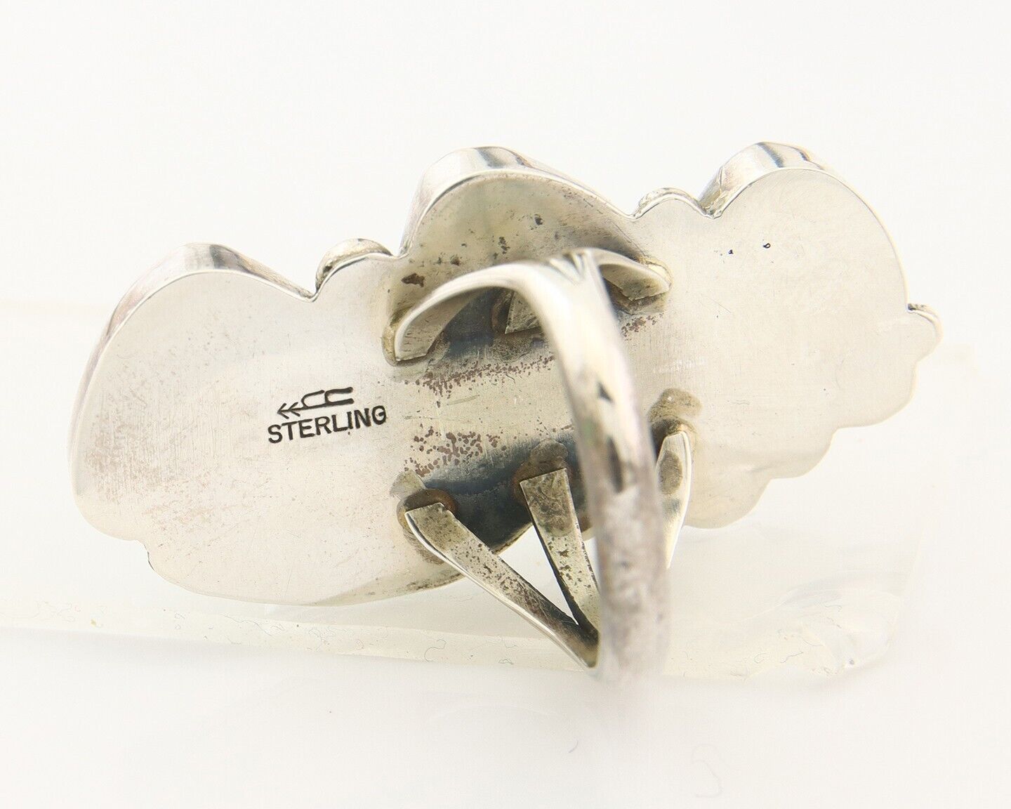 Navajo Ring 925 Sterling Natural Mined Turquoise Signed Arrow C.80's Size 8.25