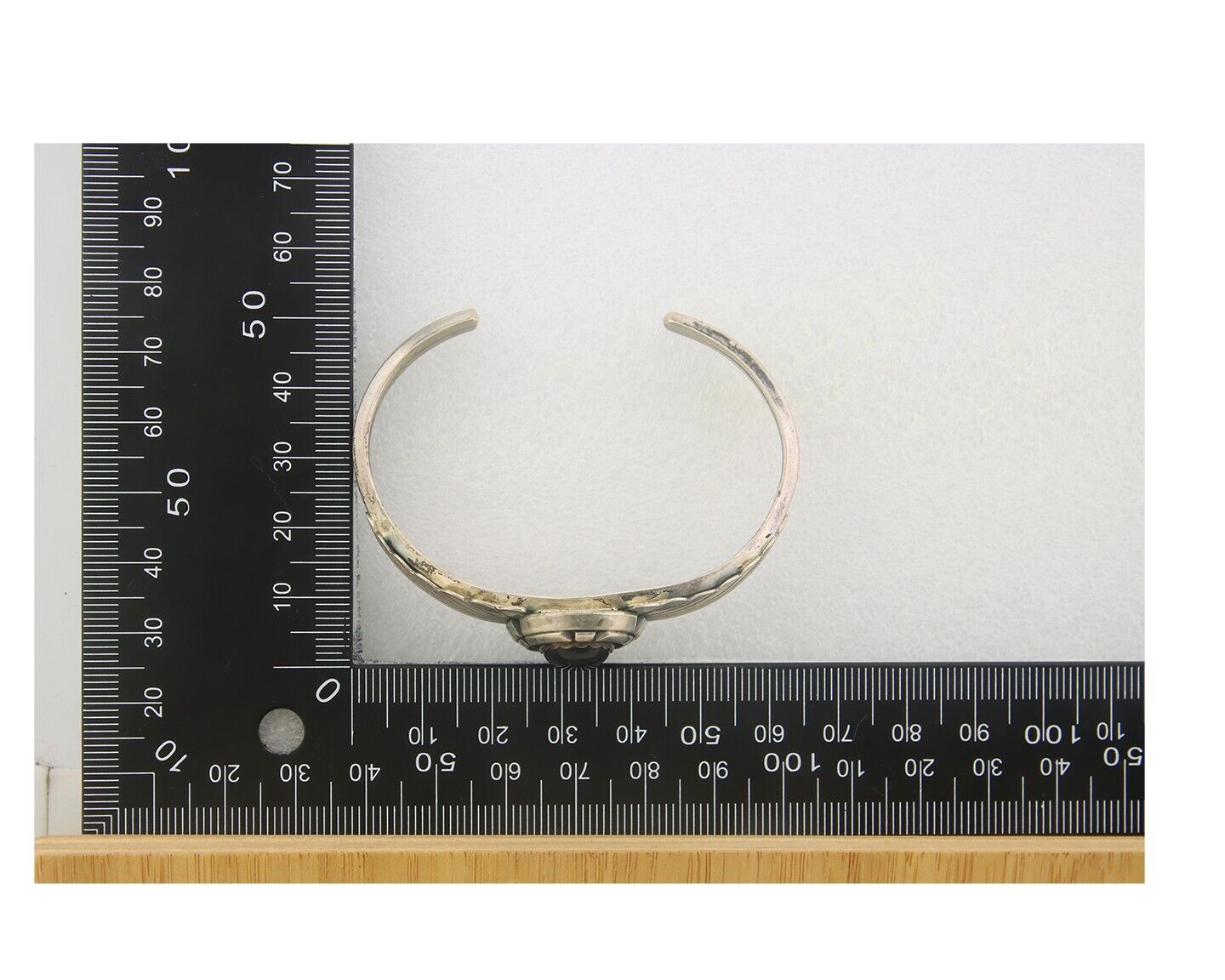 Navajo Bracelet 925 Silver Natural Onyx Cuff Native Artist Signed K C.80's