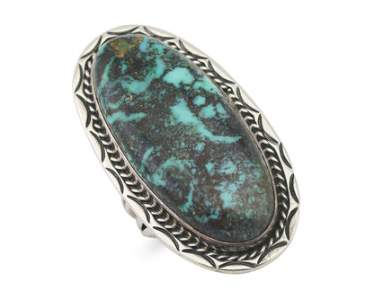 Navajo Ring 925 Silver Apache Blue Turquoise Native American Artist C.80's