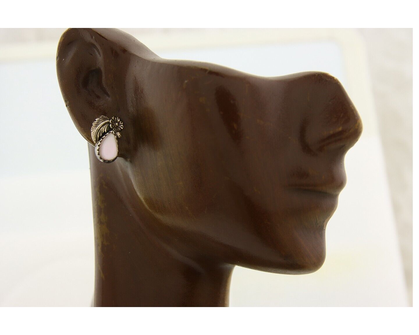 Navajo Earrings 925 Silver Handmade Natural Pink Mussel Native American Artist