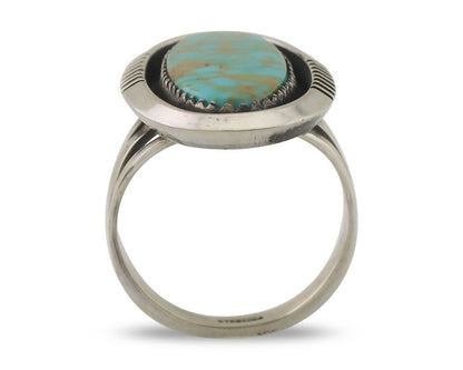 Navajo Ring 925 Silver Blue Gem Turquoise Native American Artist C.80's