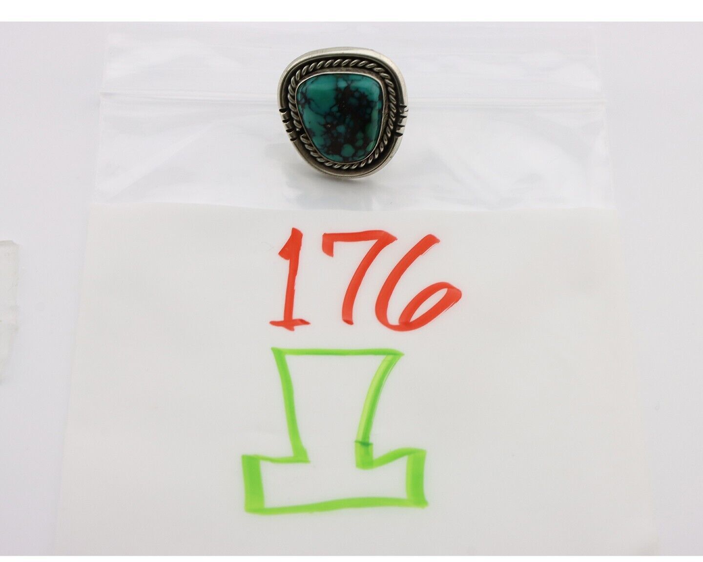 Navajo Ring 925 Silver Spiderweb Turquoise Signed Phillip Zachary C.80's