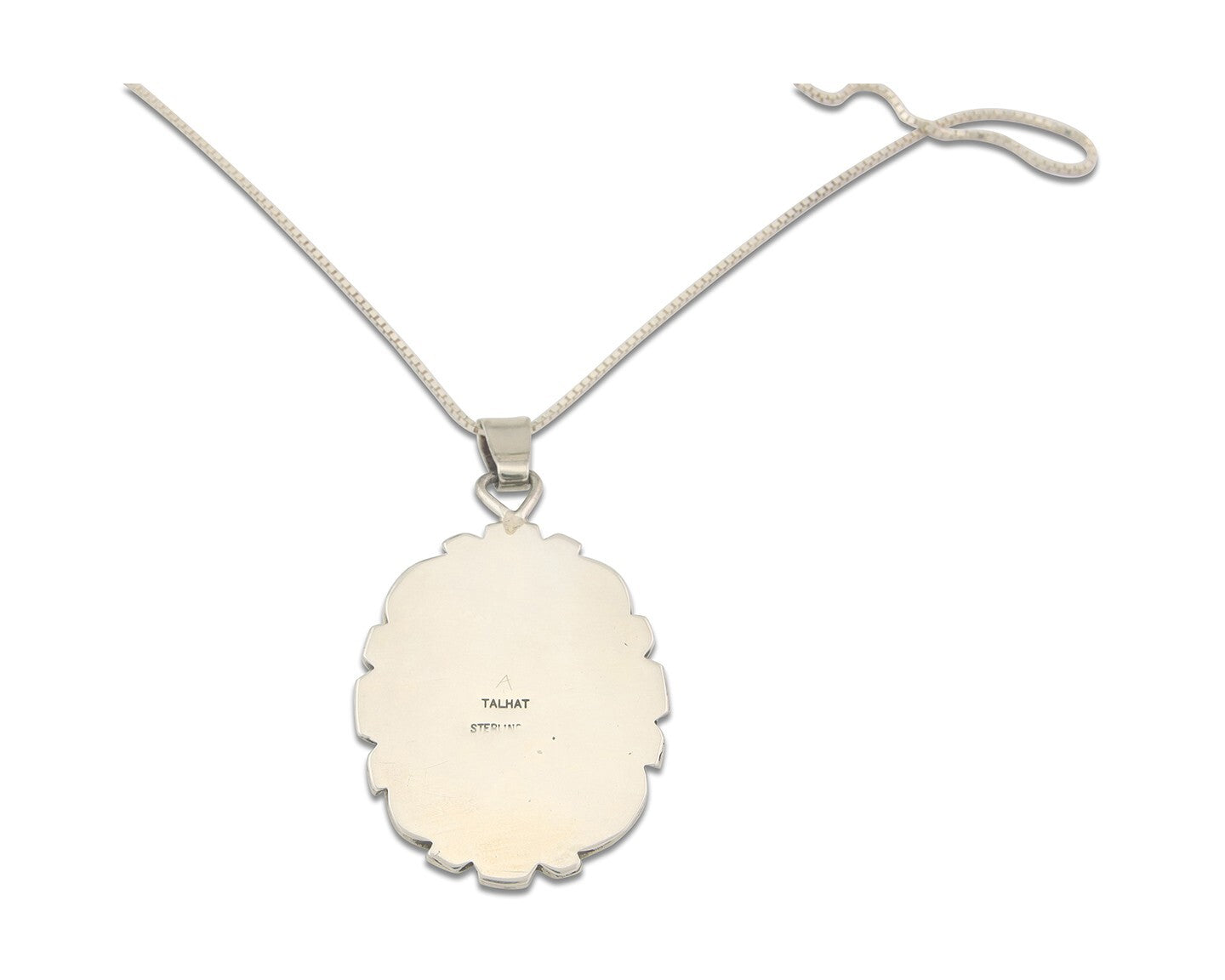 Navajo Sterling Silver Necklace Malachite Authentic Vintage Signed TALHAT