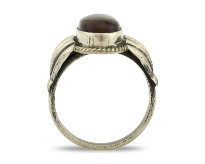 Navajo Handmade Ring 925 Silver Natural High Grade Fire Opal Native Artist C.80s