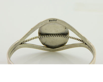 Navajo Cuff Bracelet Natural Malachite 925 Silver Native American Artist C.80s