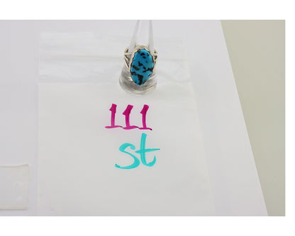 Navajo Ring 925 Sterling Silver Natural Turquoise Signed Tony Guerro C.80's