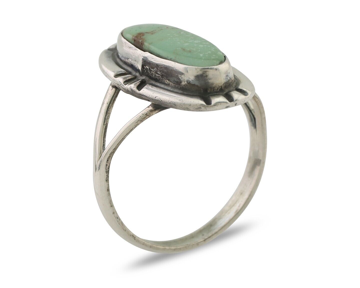 Navajo Ring 925 Silver Natural Turquoise Native American Artist Signed C.80's