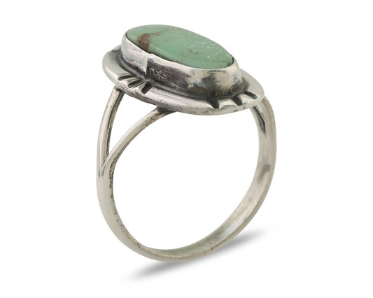Navajo Ring 925 Silver Natural Turquoise Native American Artist Signed C.80's