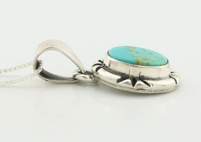 Navajo Necklace 925 Silver Arizona Turquoise Handmade Signed Gecko C.90's