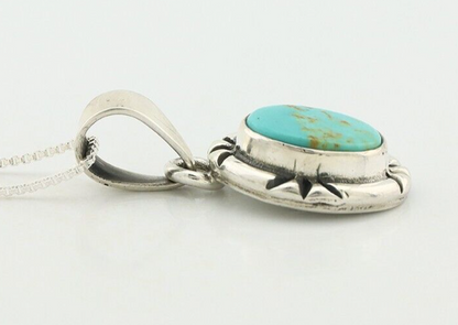 Navajo Necklace 925 Silver Arizona Turquoise Handmade Signed Gecko C.90's