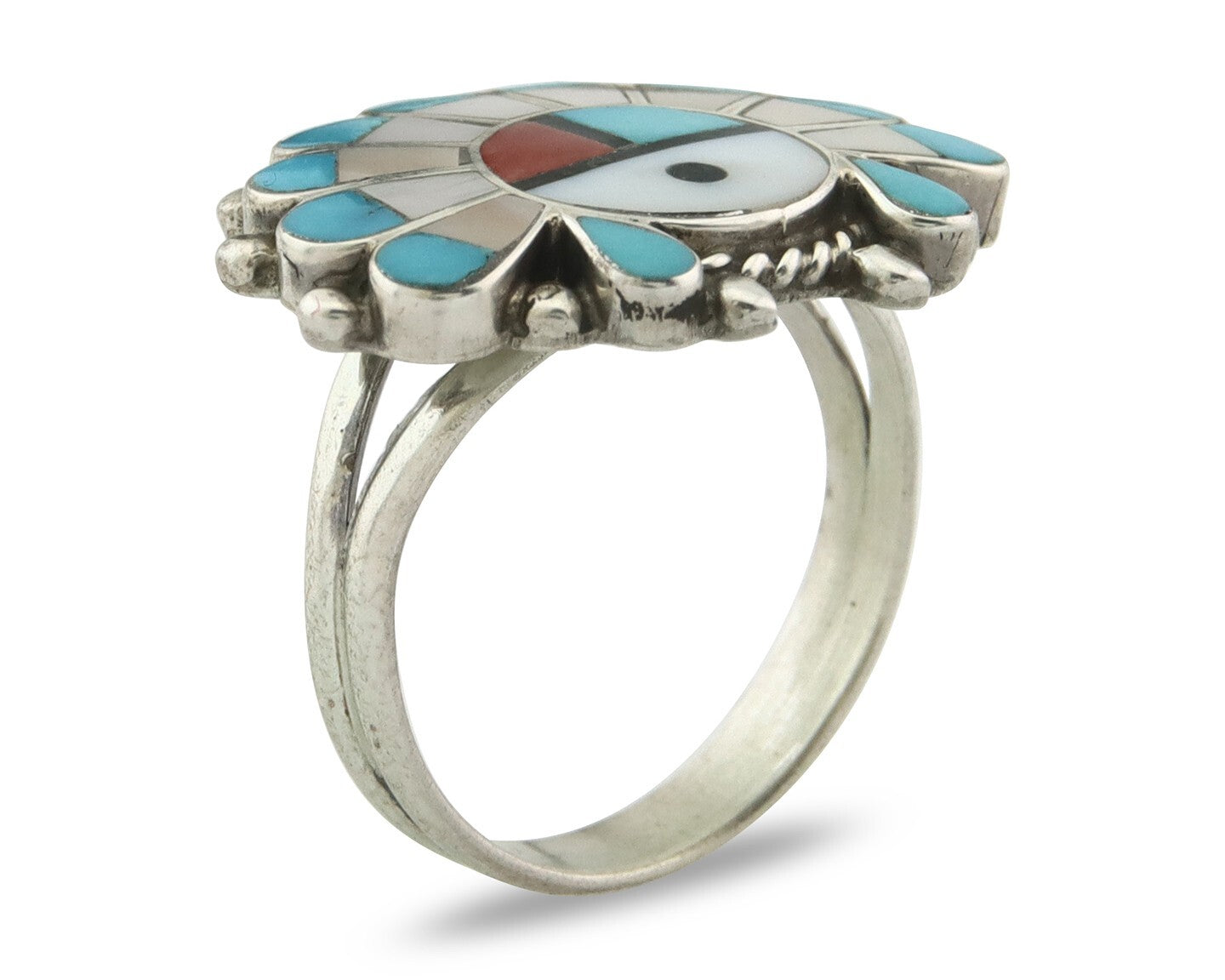 Vintage Zuni Ring 925 Sterling Silver Natural Gemstone Size 6.25